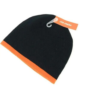 Joe Fresh Boys Knit Beanie Hat | Black & Orange | Size Small NWT